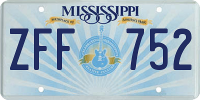 MS license plate ZFF752