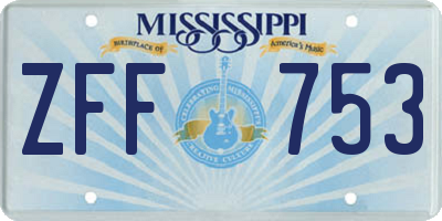 MS license plate ZFF753
