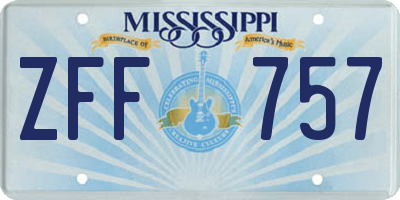 MS license plate ZFF757