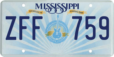 MS license plate ZFF759