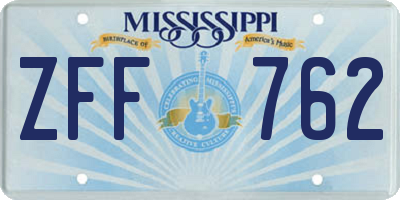 MS license plate ZFF762