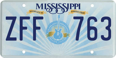 MS license plate ZFF763