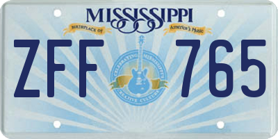 MS license plate ZFF765