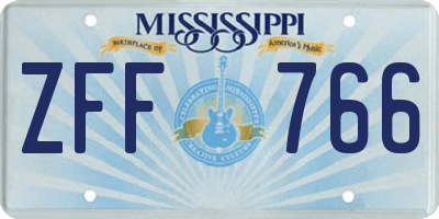 MS license plate ZFF766