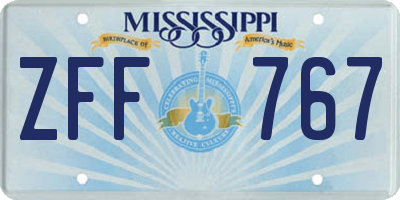 MS license plate ZFF767