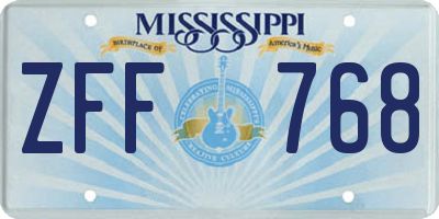 MS license plate ZFF768