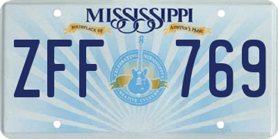 MS license plate ZFF769