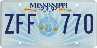 MS license plate ZFF770