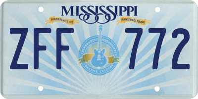 MS license plate ZFF772