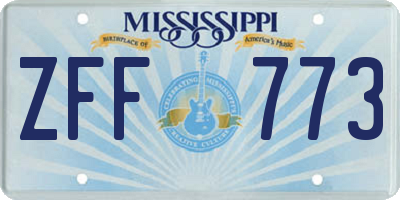 MS license plate ZFF773