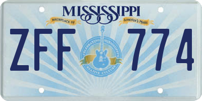 MS license plate ZFF774