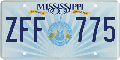 MS license plate ZFF775