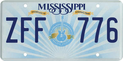 MS license plate ZFF776