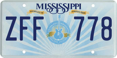 MS license plate ZFF778