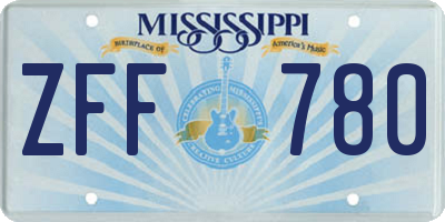 MS license plate ZFF780