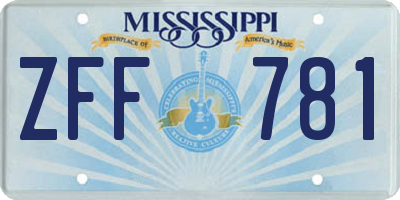 MS license plate ZFF781