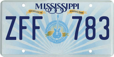MS license plate ZFF783