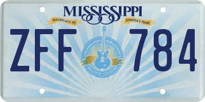 MS license plate ZFF784