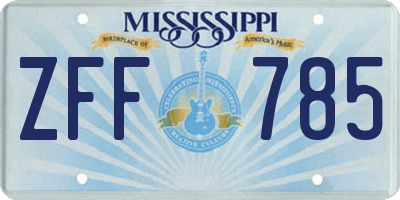 MS license plate ZFF785