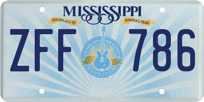 MS license plate ZFF786