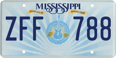 MS license plate ZFF788