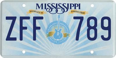 MS license plate ZFF789