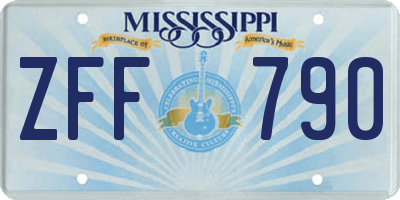 MS license plate ZFF790
