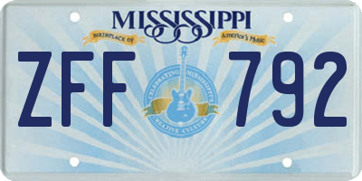 MS license plate ZFF792