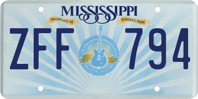 MS license plate ZFF794