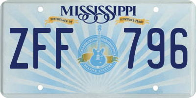 MS license plate ZFF796
