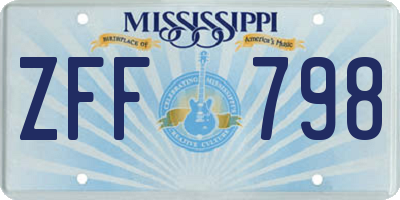 MS license plate ZFF798
