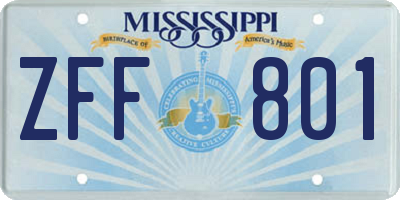 MS license plate ZFF801