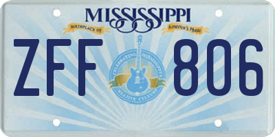 MS license plate ZFF806