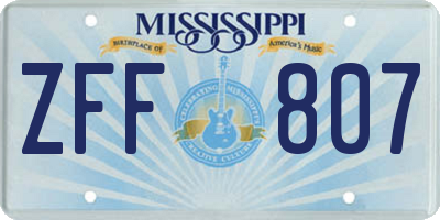 MS license plate ZFF807