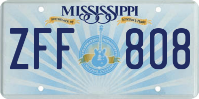 MS license plate ZFF808