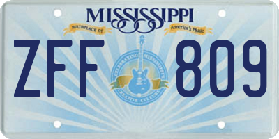 MS license plate ZFF809