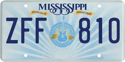 MS license plate ZFF810