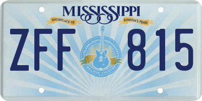 MS license plate ZFF815