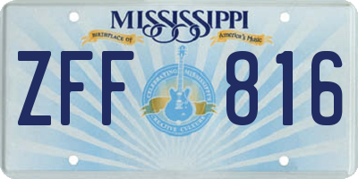 MS license plate ZFF816