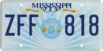 MS license plate ZFF818