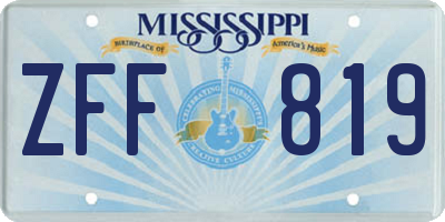 MS license plate ZFF819
