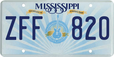 MS license plate ZFF820