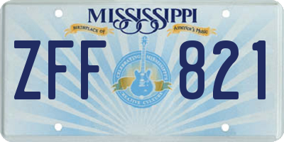 MS license plate ZFF821