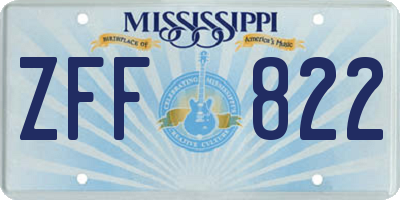 MS license plate ZFF822
