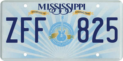 MS license plate ZFF825
