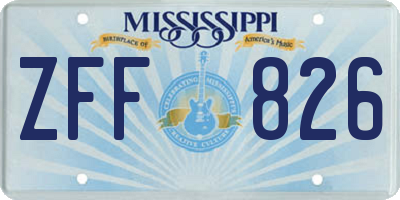 MS license plate ZFF826