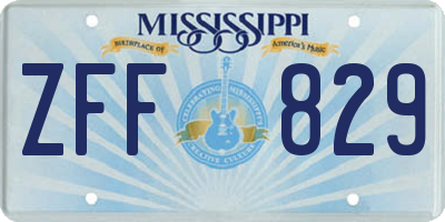 MS license plate ZFF829