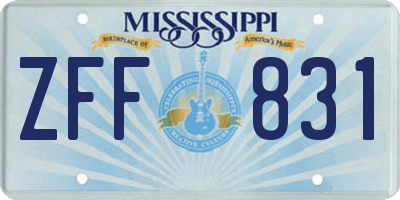 MS license plate ZFF831