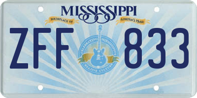 MS license plate ZFF833