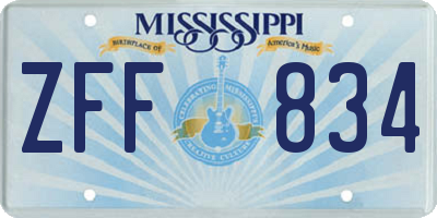 MS license plate ZFF834